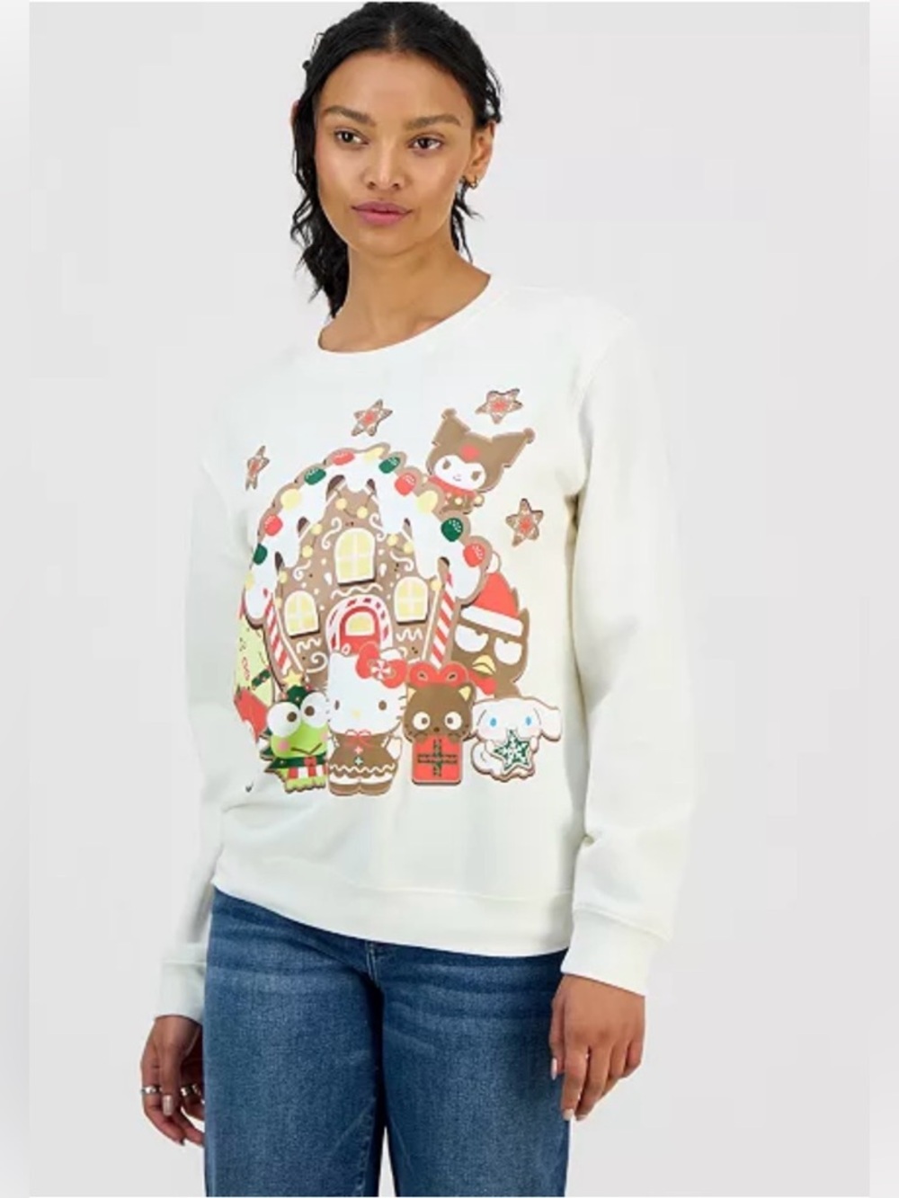 *NWT Hello Kitty Cream Holiday Gingerbread House Sweatshirt